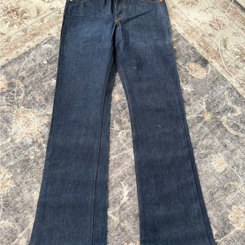 Vintage Levi's 517 Dark Blue Bootcut Raw Indigo Denim Jeans 28x32 - DEADSTOCK